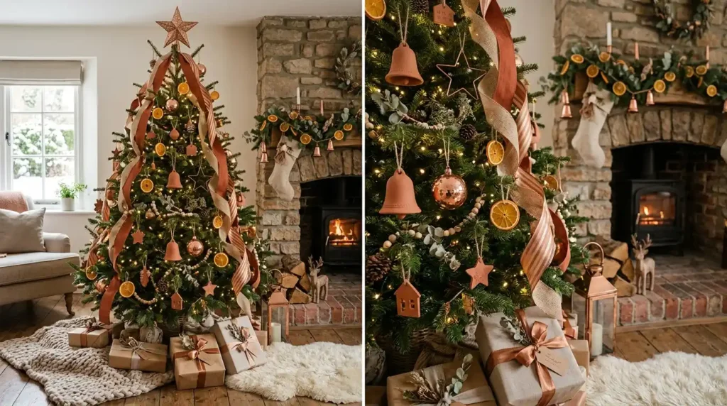 Modern Christmas tree decorated with 2026 holiday design trends